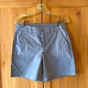 Garnet Hill Crisp Poplin Gray Cotton Shorts